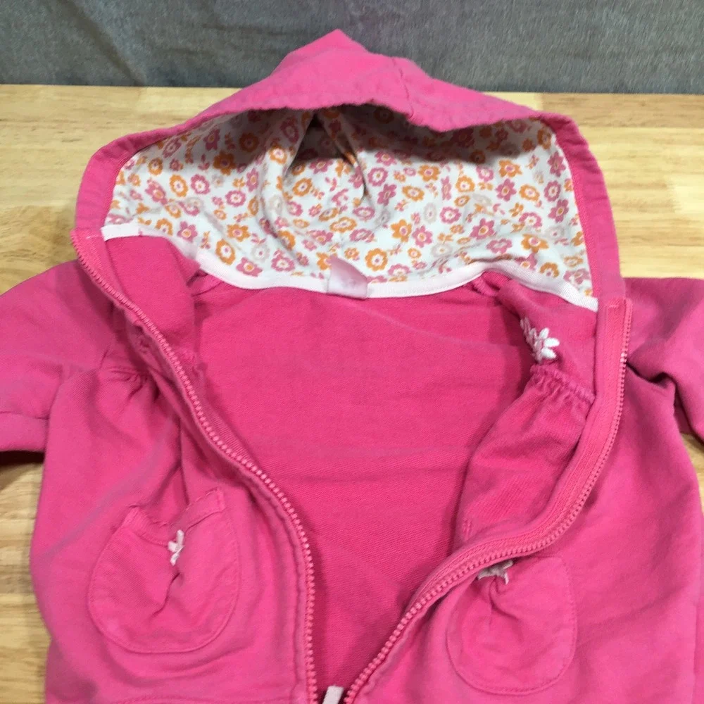 Carters Kids Pink Floral Embroidered Zip Up Hoodie Sweatshirt 24 Months